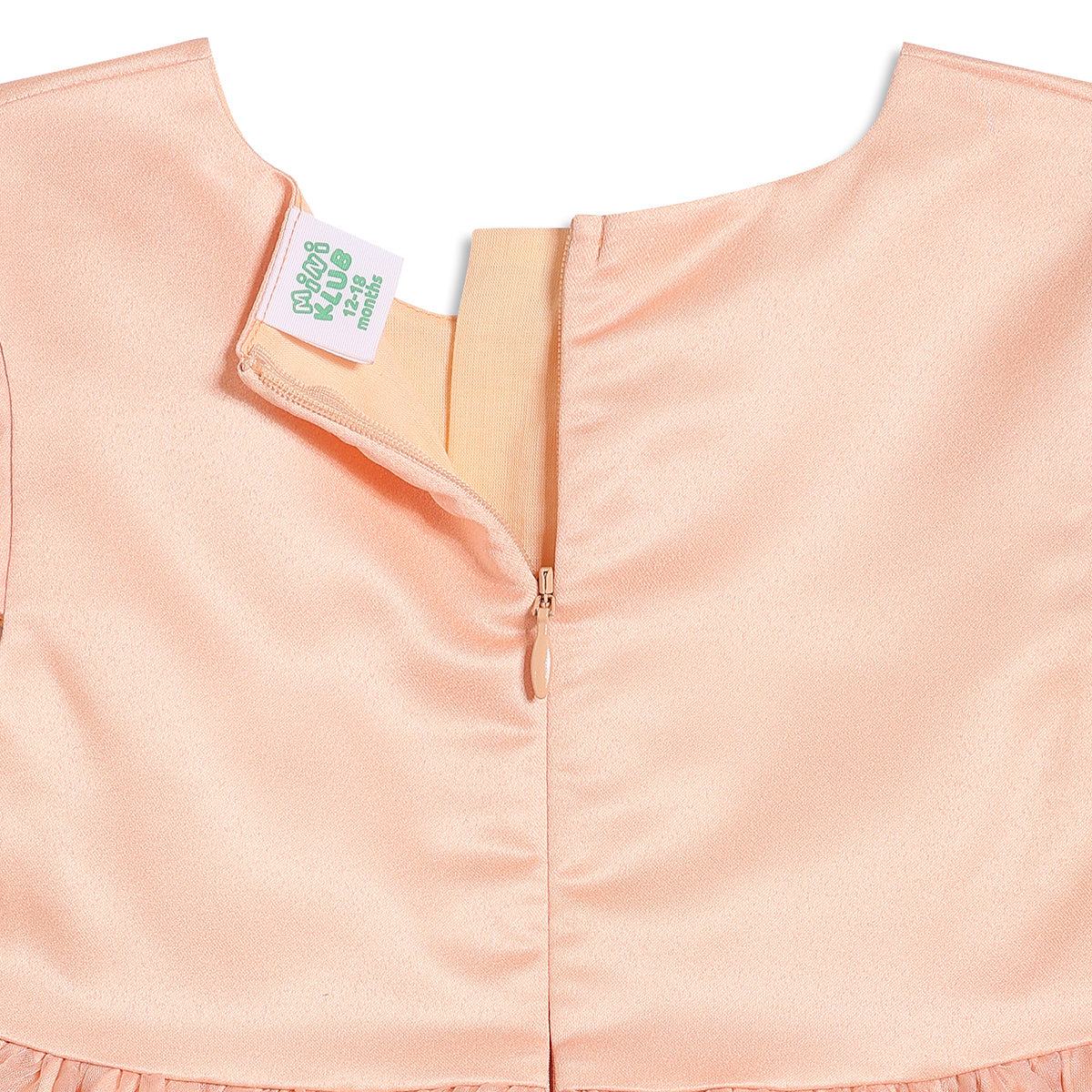 Baby Girls Embroidered Fit and Flare Dress with Bow, Peach