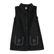 Baby Girls Solid Denim Dress, Black