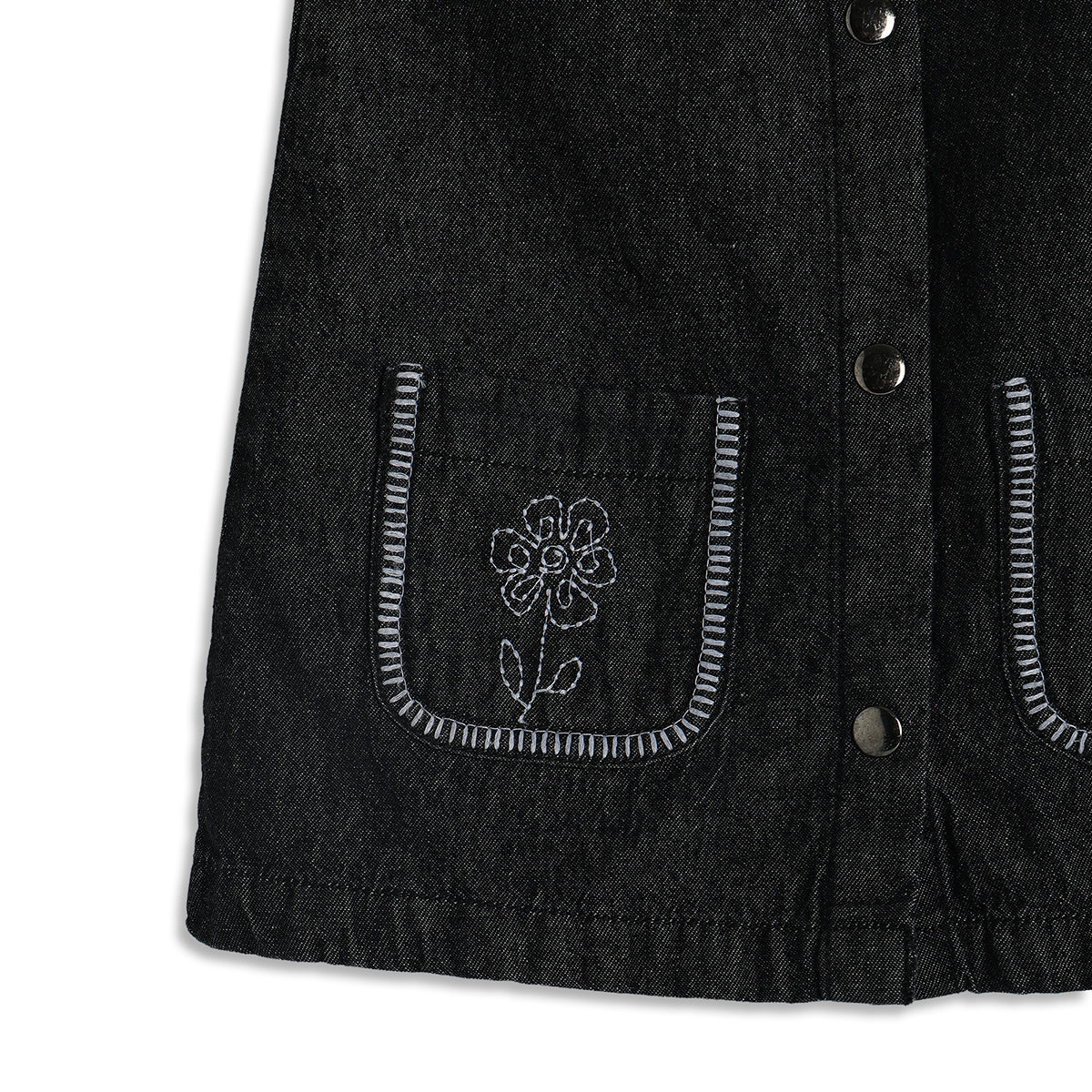 Baby Girls Solid Denim Dress, Black