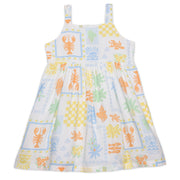 Baby Girls All Over Sea Themed Print Dress, Multi Colour