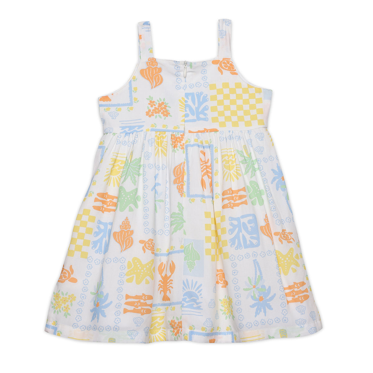 Baby Girls All Over Sea Themed Print Dress, Multi Colour