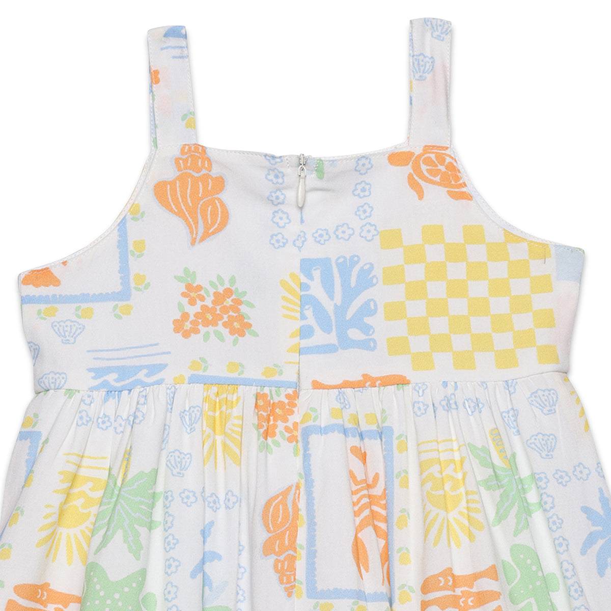 Baby Girls All Over Sea Themed Print Dress, Multi Colour