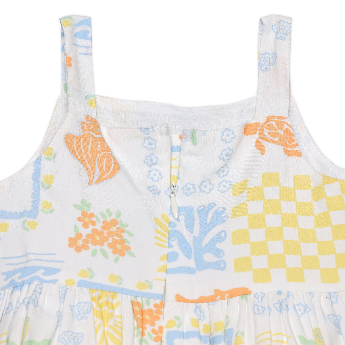 Baby Girls All Over Sea Themed Print Dress, Multi Colour