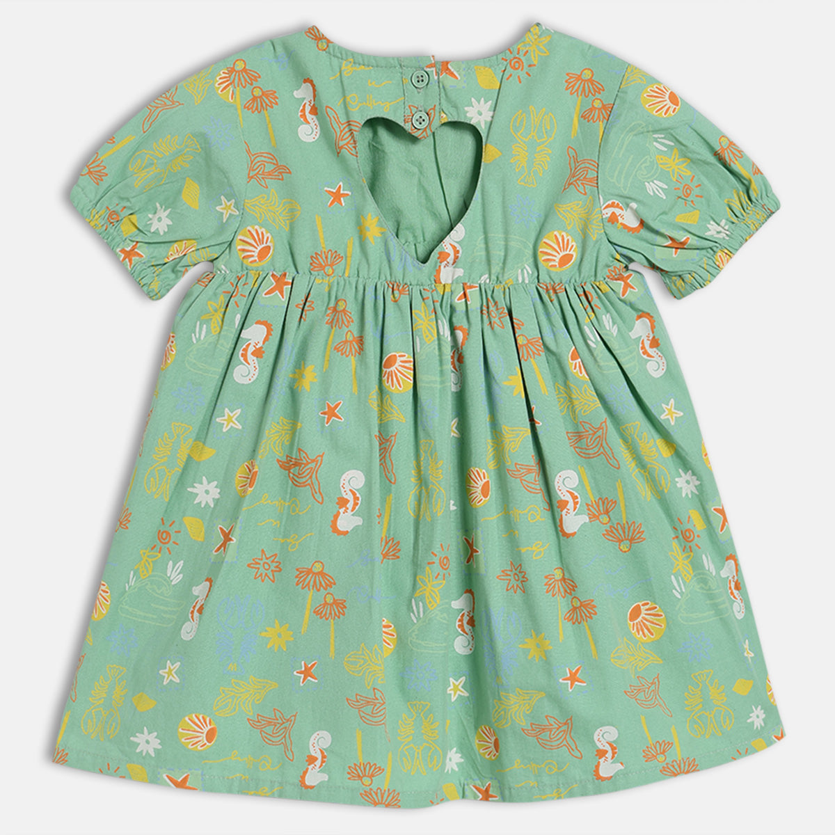 Baby Girls Sea-Life Inspired Printed Dress – Mint Green