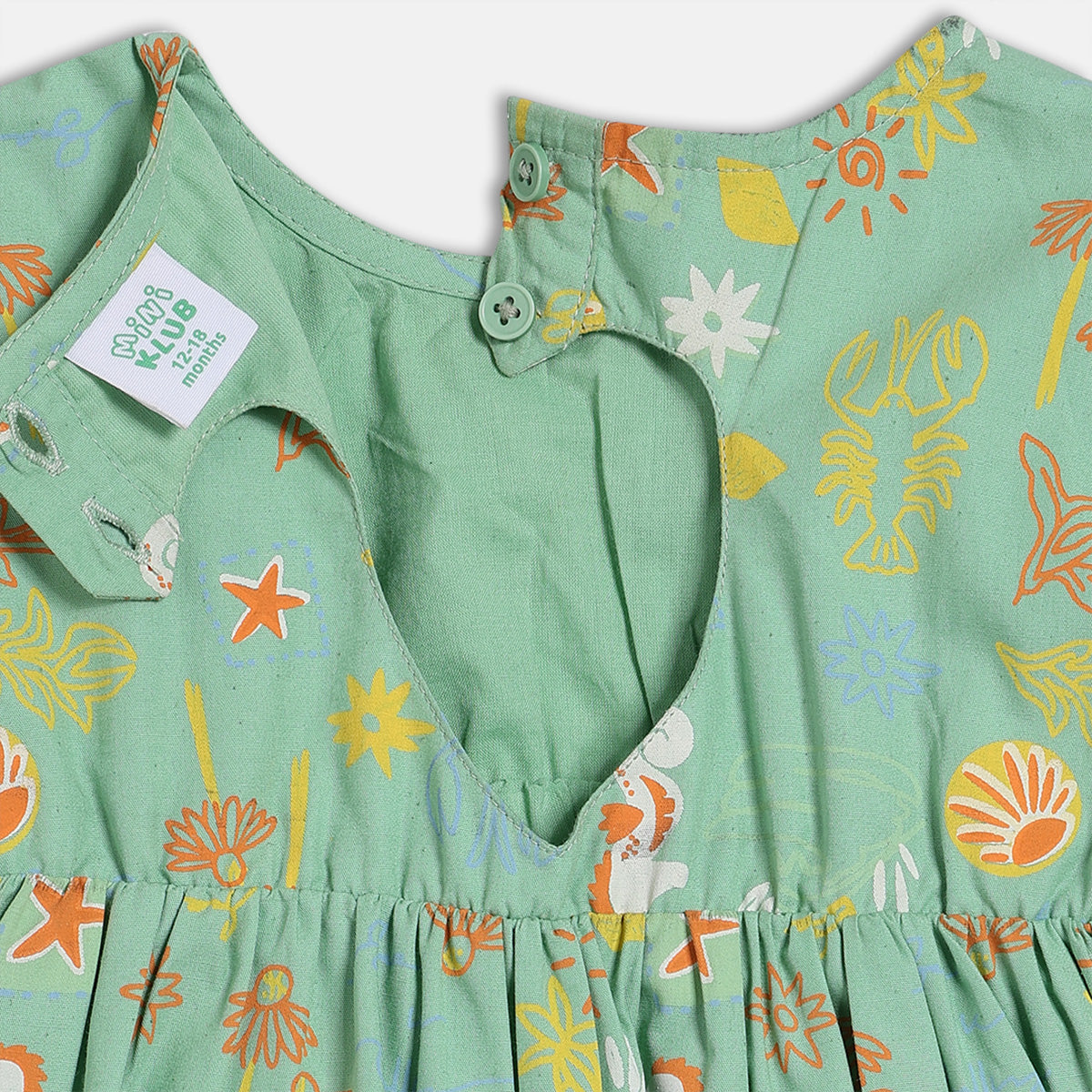 Baby Girls Sea-Life Inspired Printed Dress – Mint Green