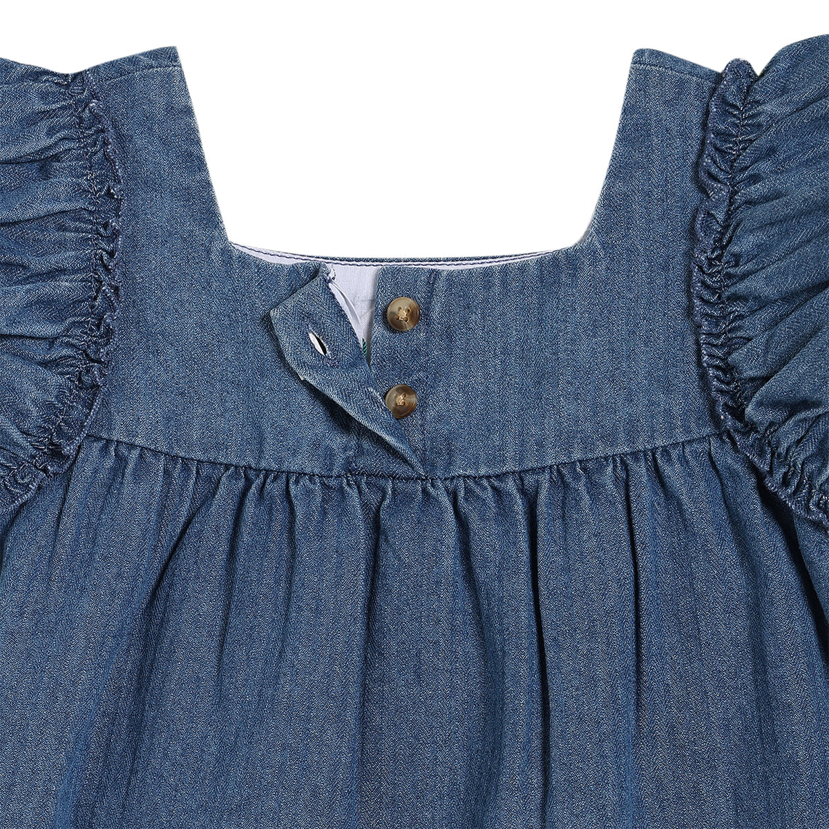 Baby Girls Embroidered Denim Dress, Blue