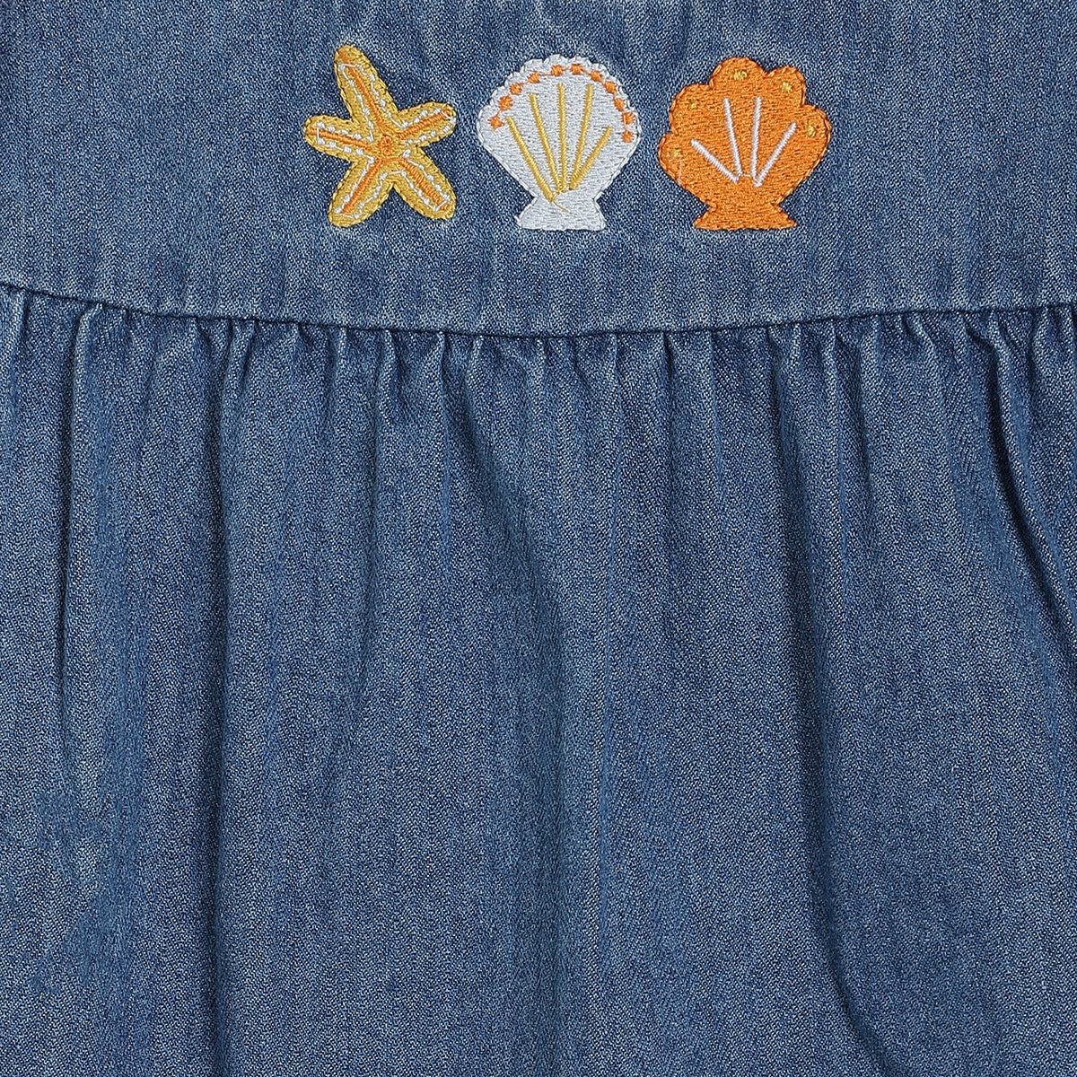 Baby Girls Embroidered Denim Dress, Blue