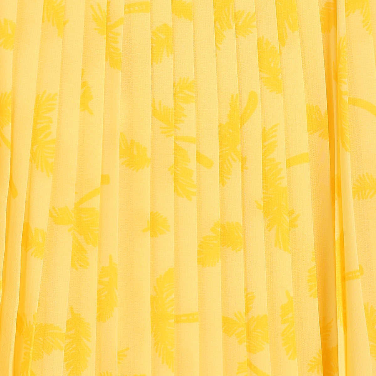 Baby Girls Leaf Print Pleated Dress, Yellow
