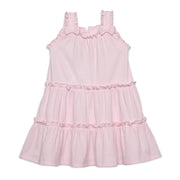 Baby Girls Solid Tiered Dress with Ruffle Straps, Pink