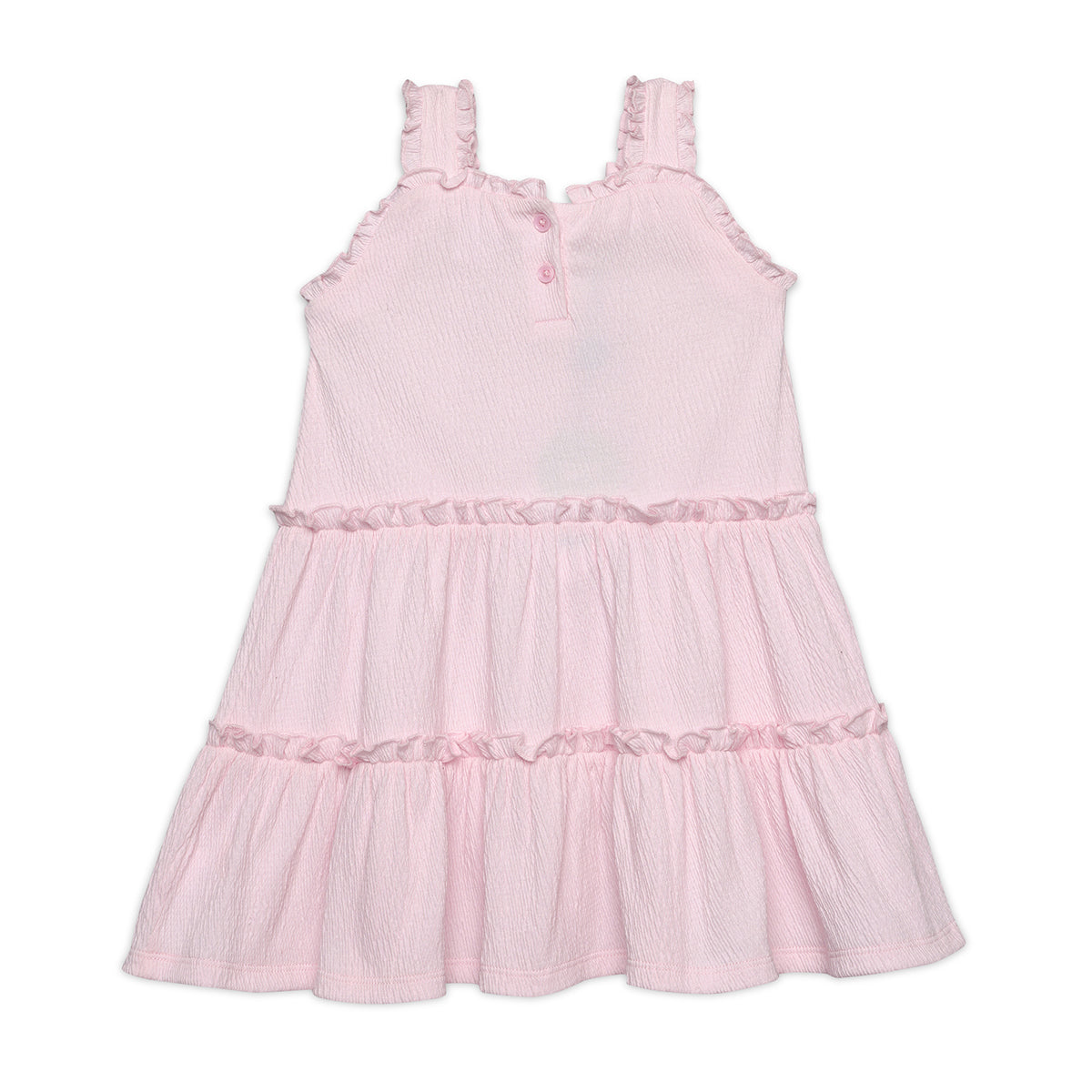 Baby Girls Solid Tiered Dress with Ruffle Straps, Pink