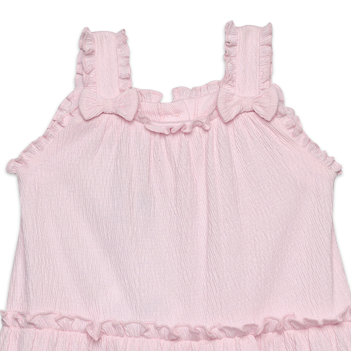 Baby Girls Solid Tiered Dress with Ruffle Straps, Pink