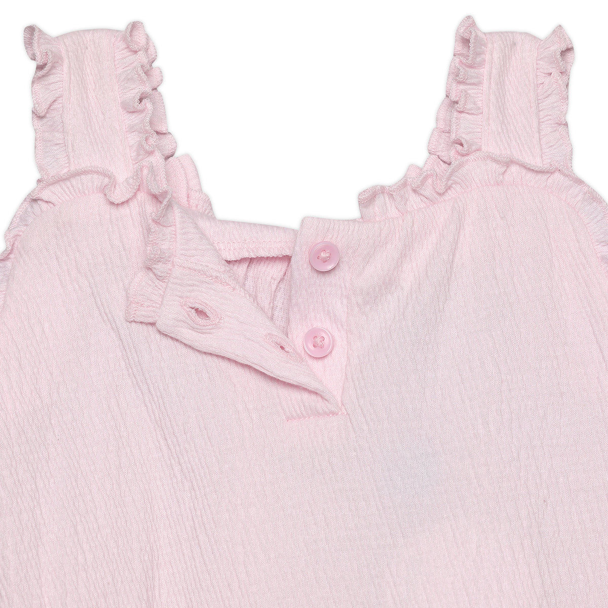Baby Girls Solid Tiered Dress with Ruffle Straps, Pink