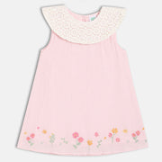 Baby Girls Lace Collar Embroidered Dress, Pink