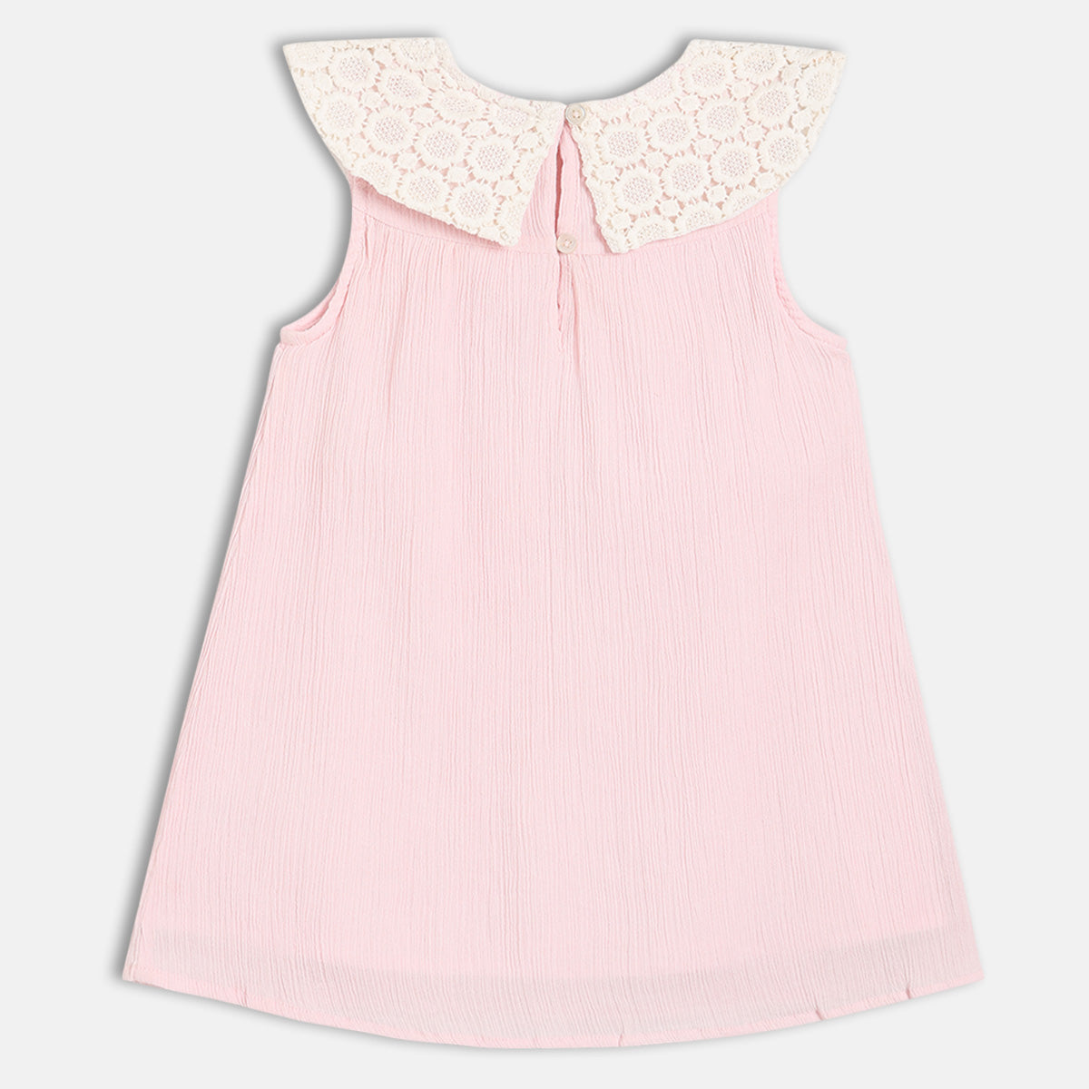 Baby Girls Lace Collar Embroidered Dress, Pink