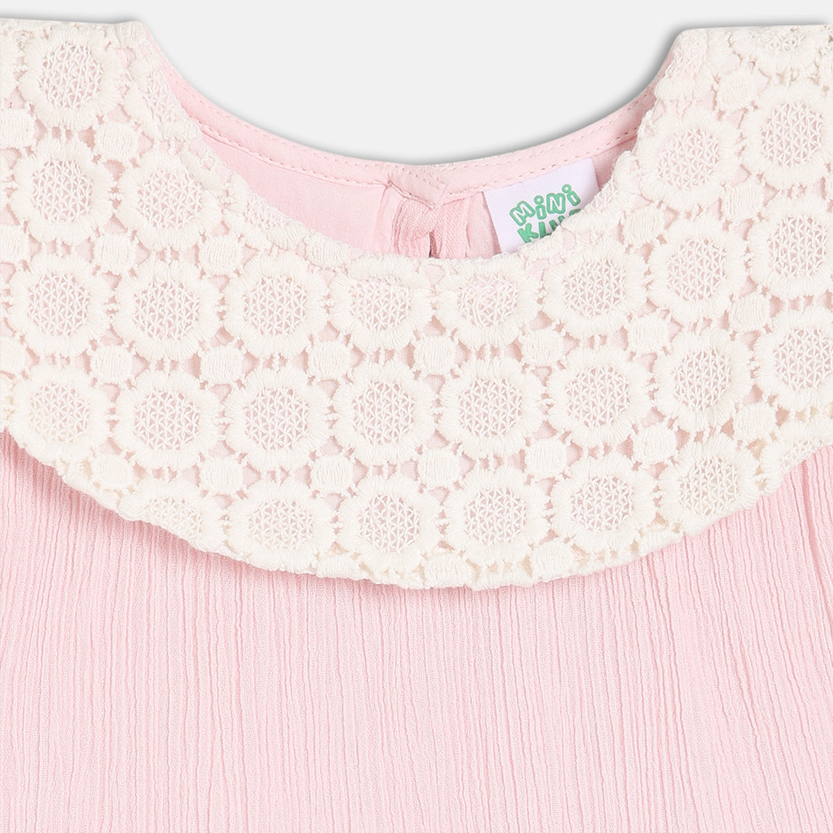 Baby Girls Lace Collar Embroidered Dress, Pink
