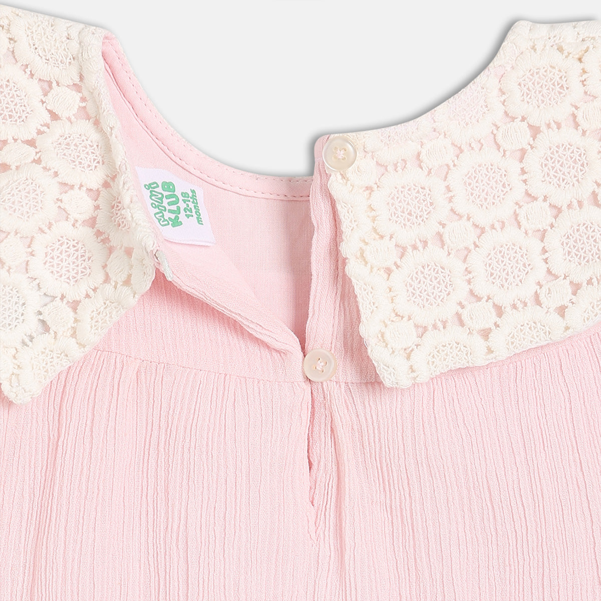 Baby Girls Lace Collar Embroidered Dress, Pink