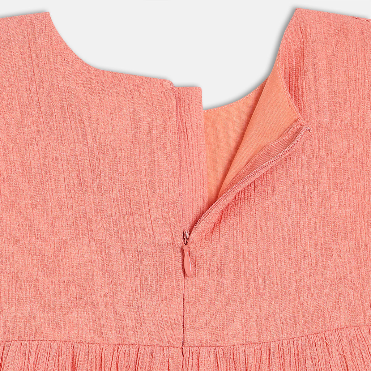 Baby Girls Embroidered Tiered Dress, Peach