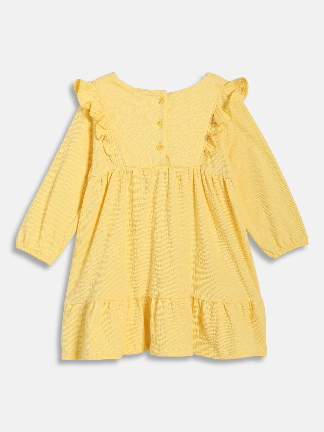 Baby Girls Embroidered Tiered Dress, Yellow