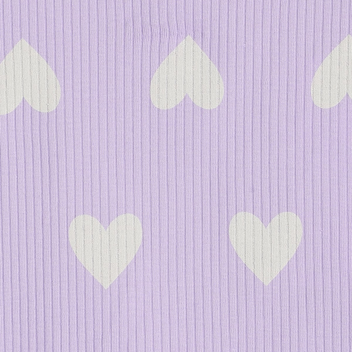 Baby Girls Lavender And Blue Cotton Heart Print Top With Denim Dungaree Shorts Set Regular Fit Casual Wear