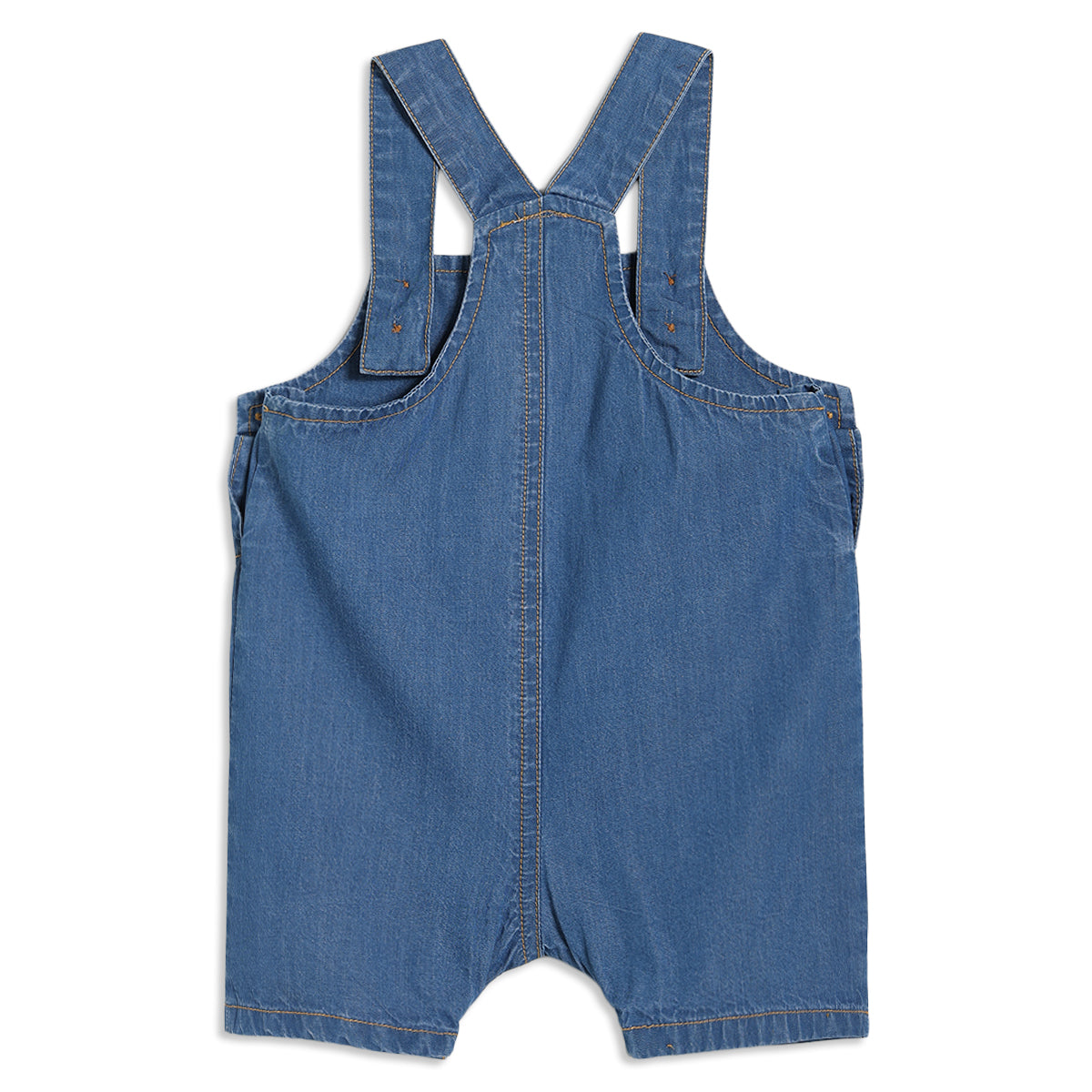 Baby Girls Fruit Print Dungaree Set with T-shirt, Blue and White