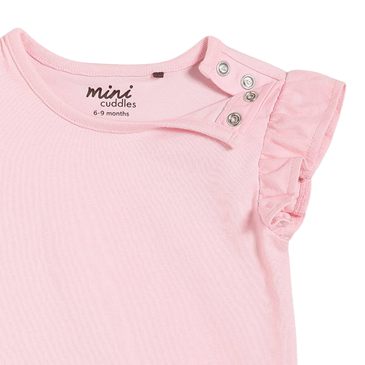 Baby Girls Striped Dungaree Set with Solid Top, Peach