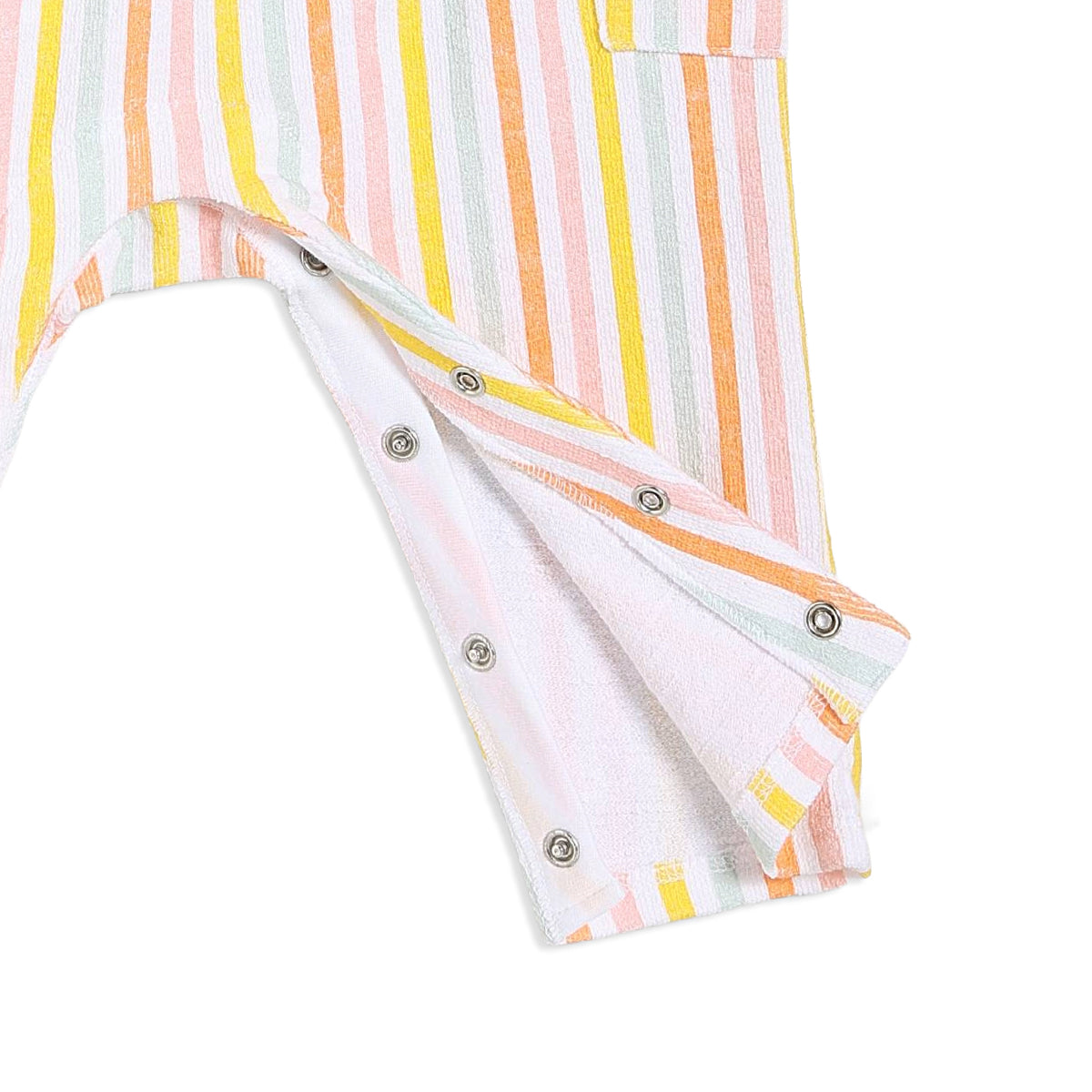 Baby Girls Striped Dungaree Set with Solid Top, Peach