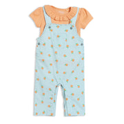 Baby Girls Fruit Print Dungaree Set, Multicolour
