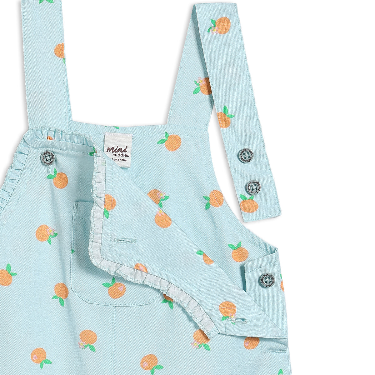Baby Girls Fruit Print Dungaree Set, Multicolour
