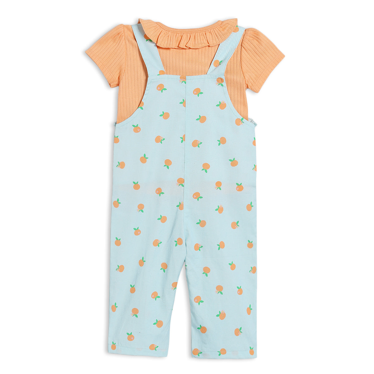 Baby Girls Fruit Print Dungaree Set, Multicolour