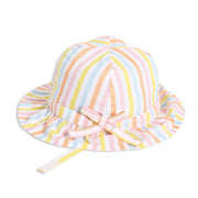 Baby Girls Striped Hat with Bow Detail, Multicolour