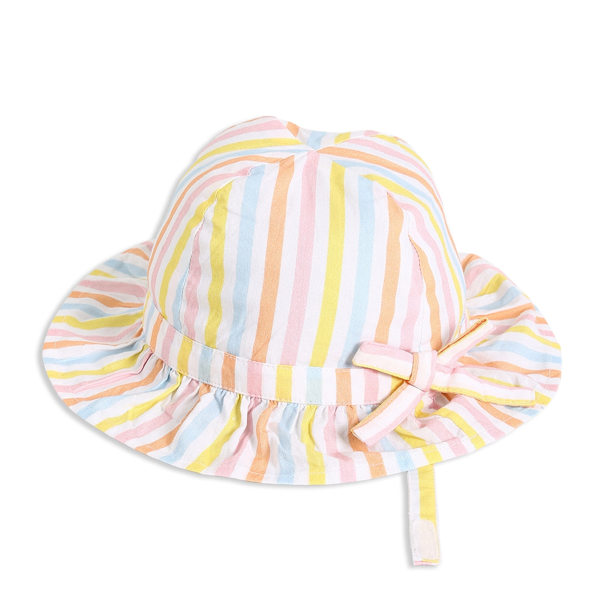 Baby Girls Striped Hat with Bow Detail, Multicolour
