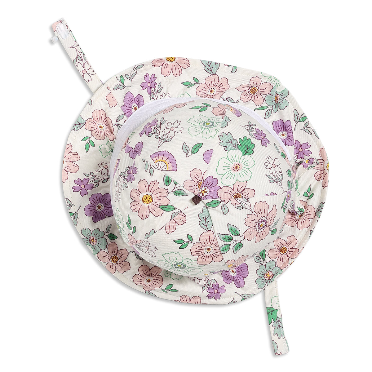 Baby Girls Floral Print Sun Hat, Pink and Green