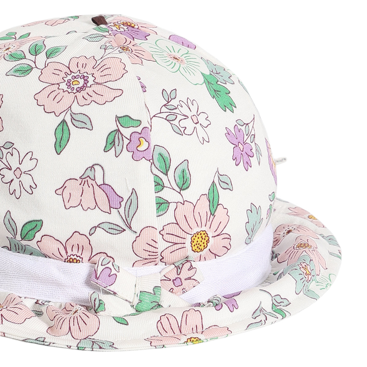 Baby Girls Floral Print Sun Hat, Pink and Green