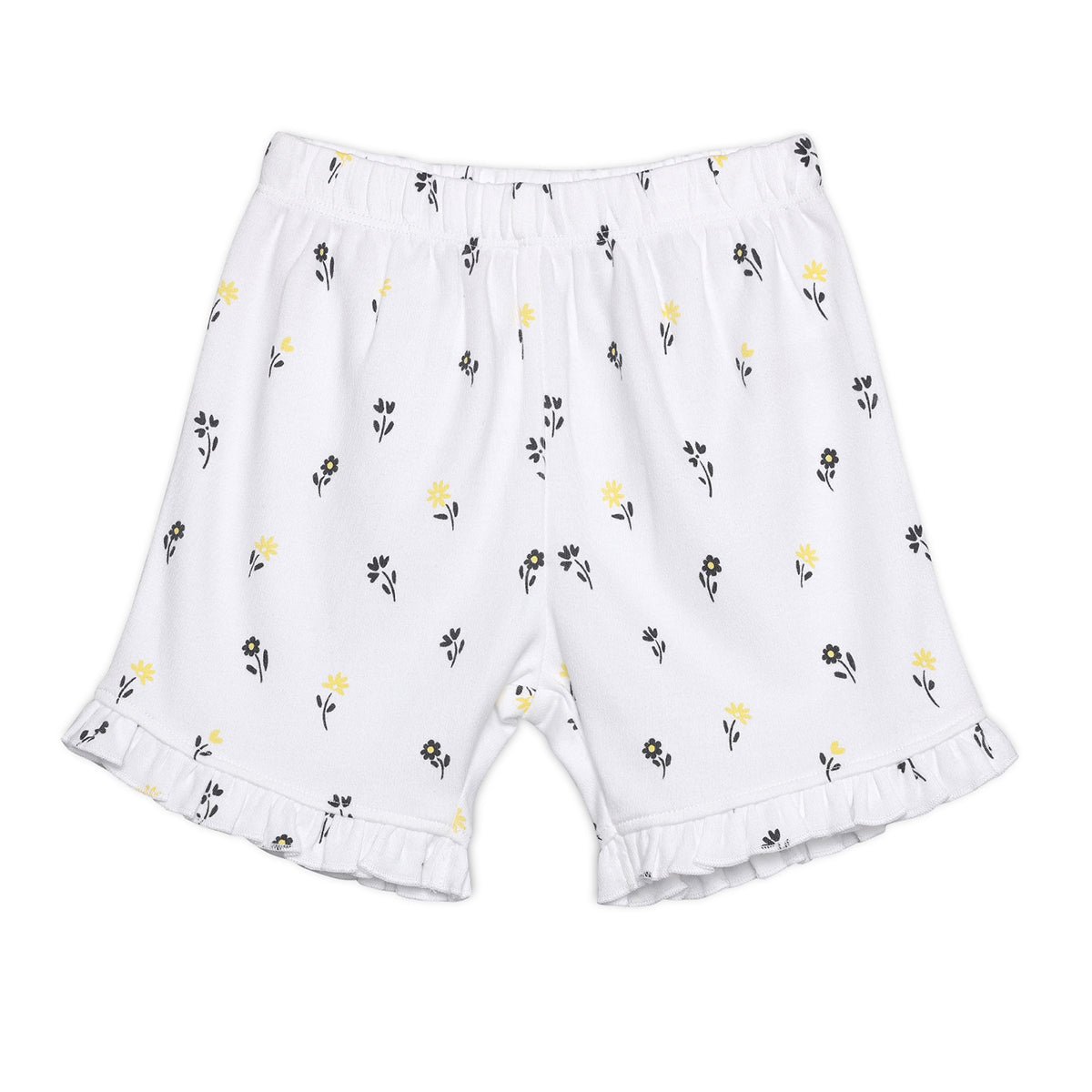 Baby Girls Printed Shorts Pack of 3, Black, White and Yellow