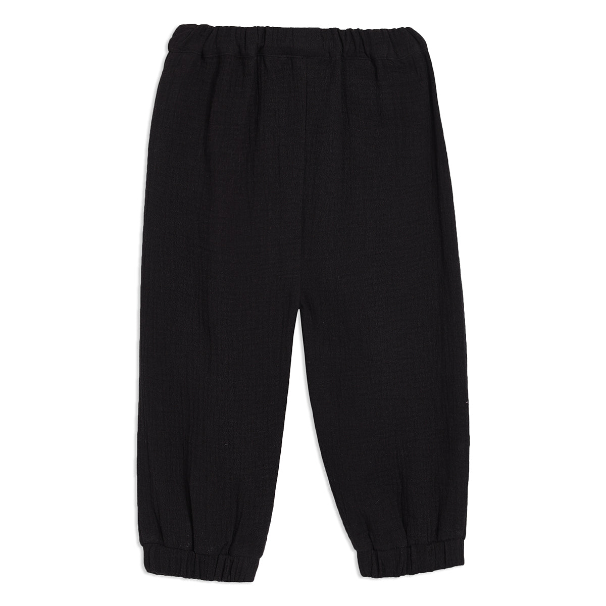 Baby Girls Solid Knit Bottom with Floral Embroidery, Black