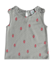Baby Girls Sage Green Strawberry Print Top Regular Fit Casual Wear