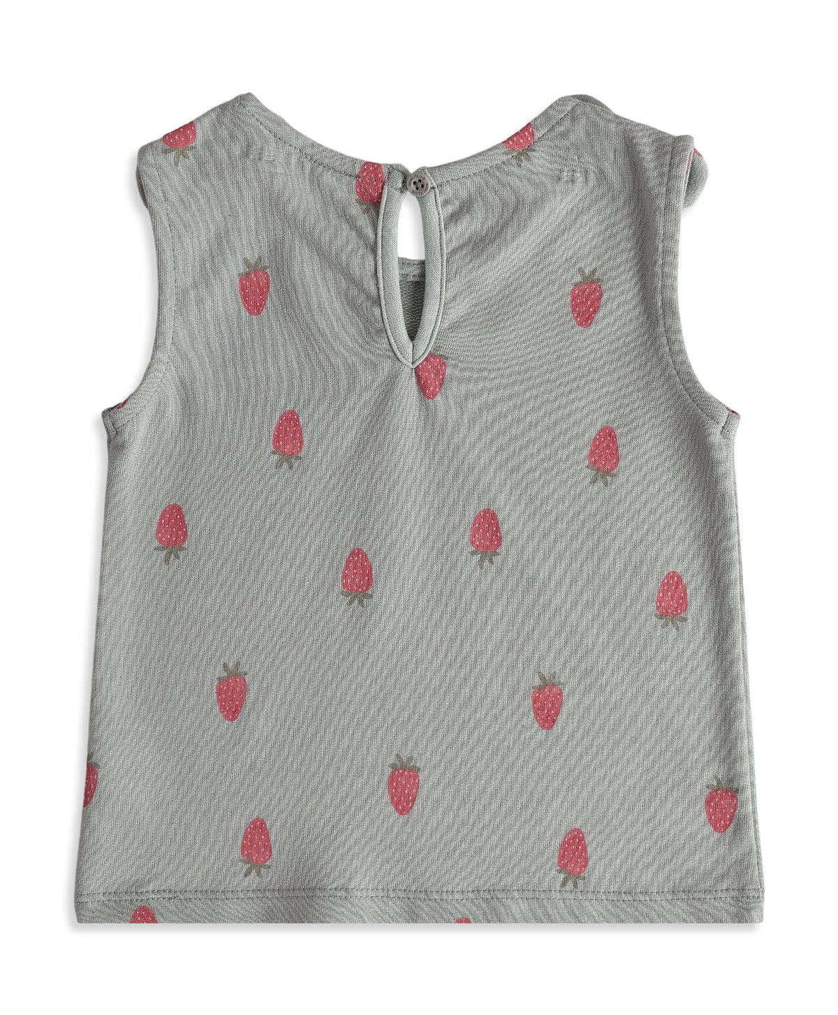 Baby Girls Sage Green Strawberry Print Top Regular Fit Casual Wear