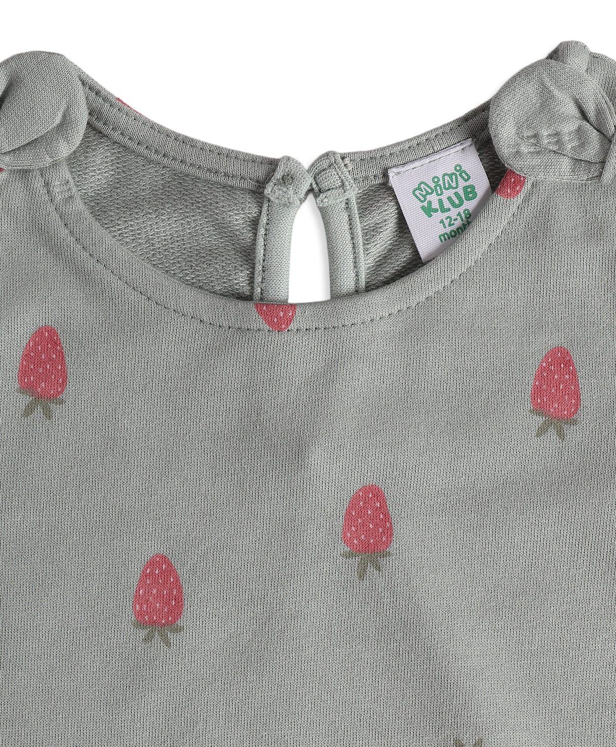 Baby Girls Sage Green Strawberry Print Top Regular Fit Casual Wear