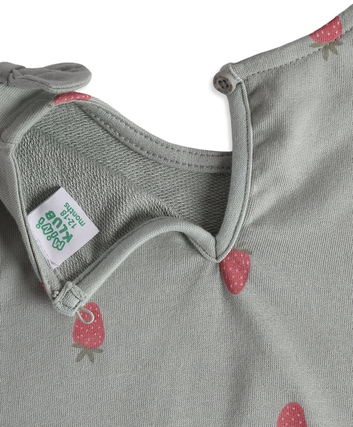 Baby Girls Sage Green Strawberry Print Top Regular Fit Casual Wear