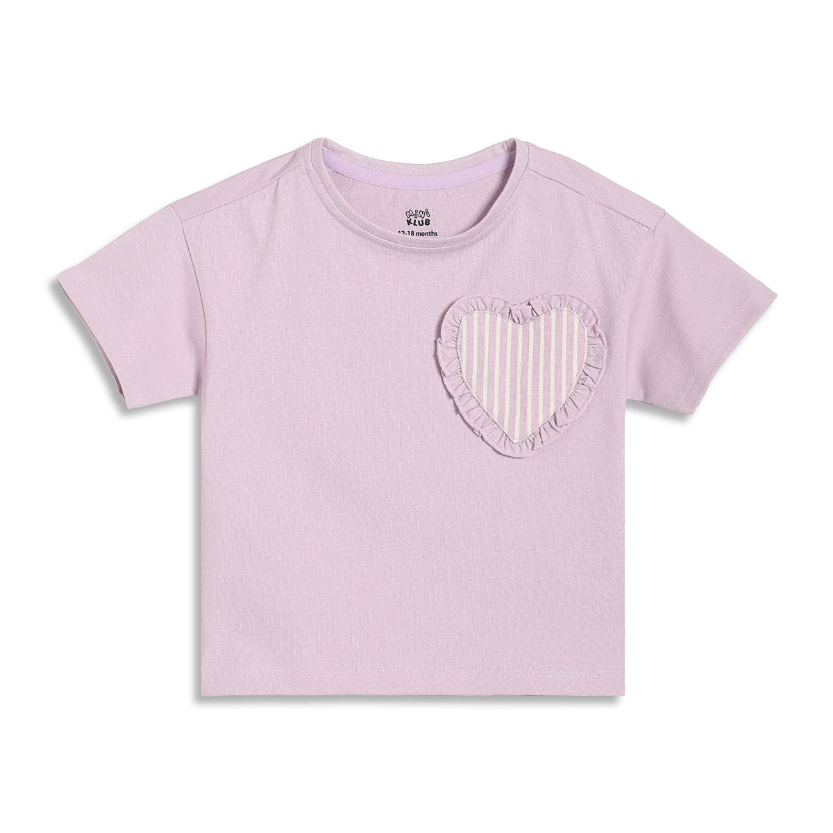 Baby Girls Solid T-Shirt with Heart Applique, Light Pink