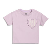 Baby Girls Solid T-Shirt with Heart Applique, Light Pink