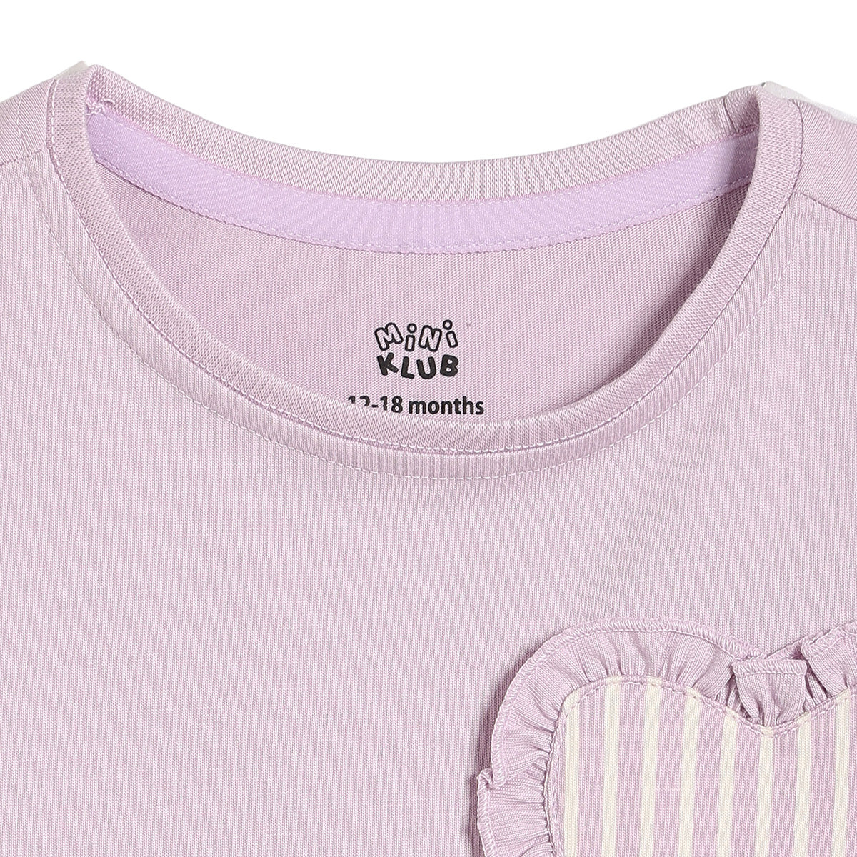 Baby Girls Solid T-Shirt with Heart Applique, Light Pink