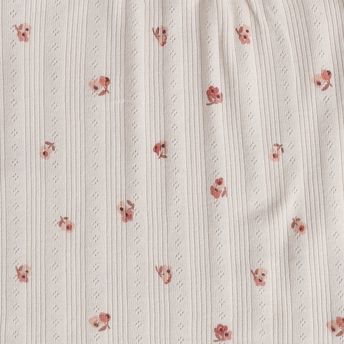 Baby Girls Cream Cotton Floral Print Textured Top Regular Fit Casual Wear