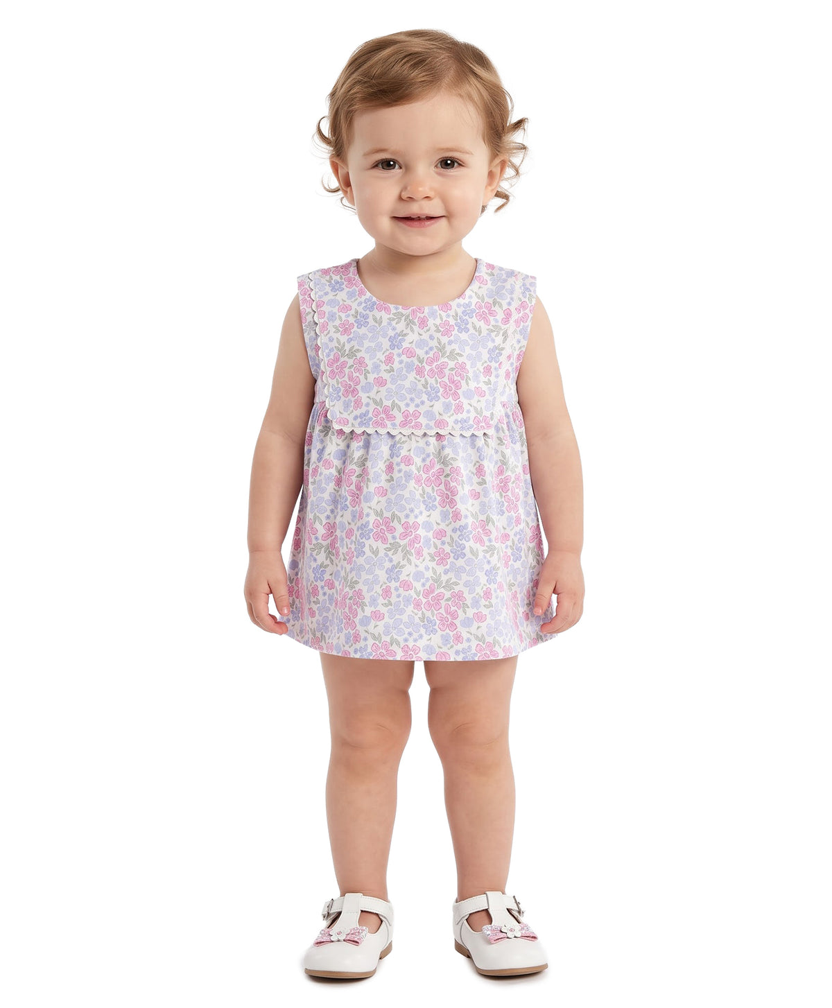 Baby Girls Cream Floral Print Top Regular Fit Casual Wear