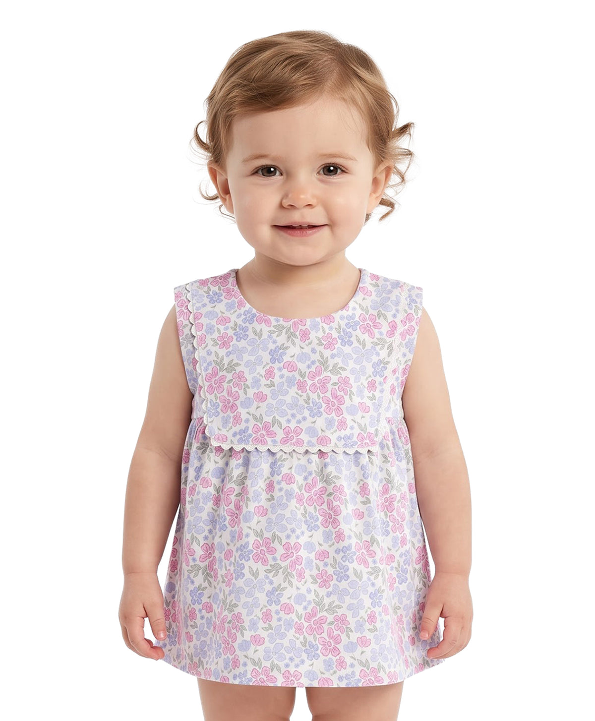 Baby Girls Cream Floral Print Top Regular Fit Casual Wear