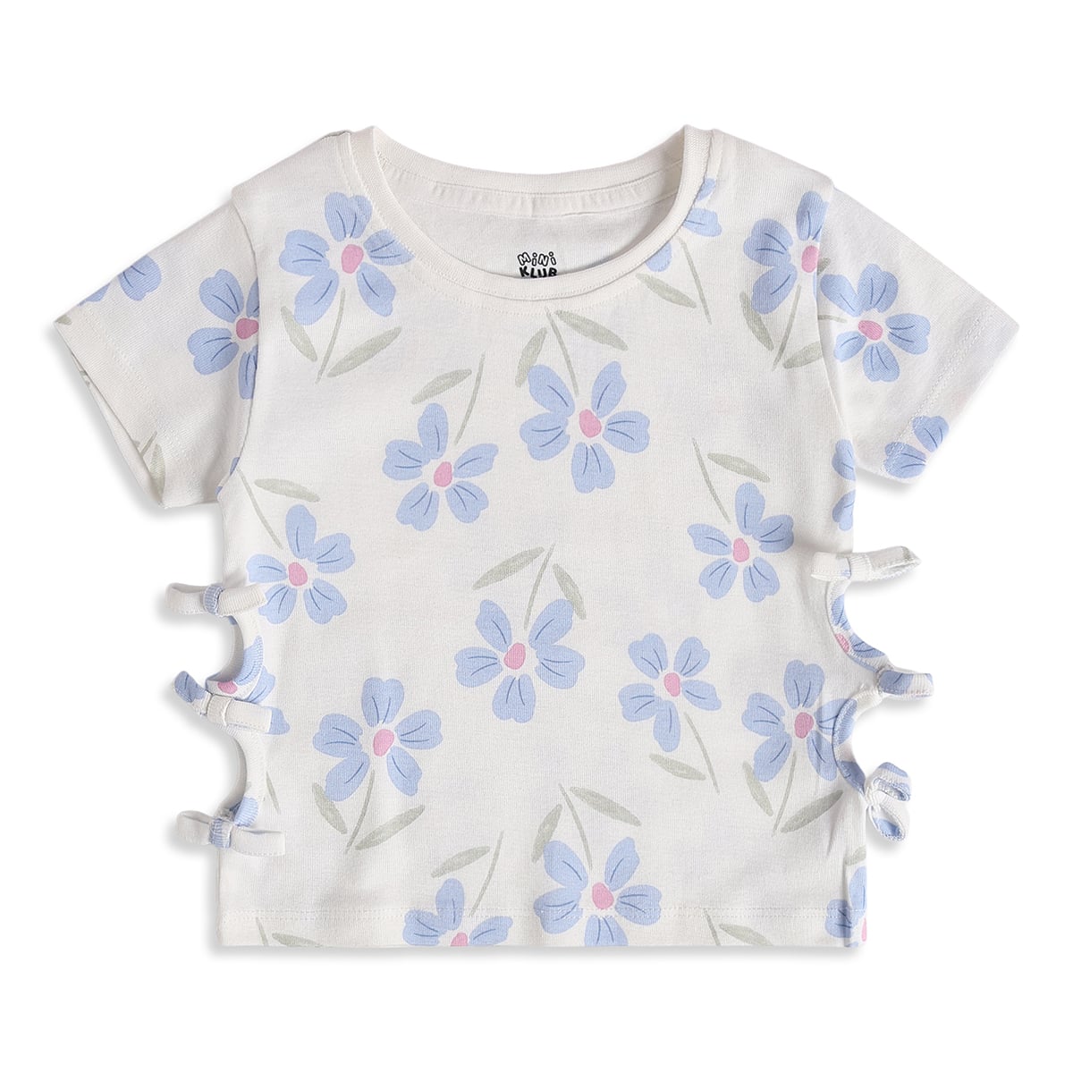Baby Girls White Cotton Floral Top Regular Fit Casual Wear