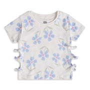 Baby Girls White Cotton Floral Top Regular Fit Casual Wear