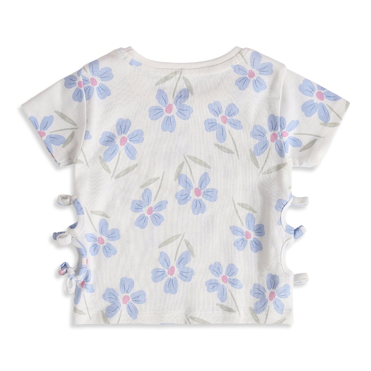 Baby Girls White Cotton Floral Top Regular Fit Casual Wear
