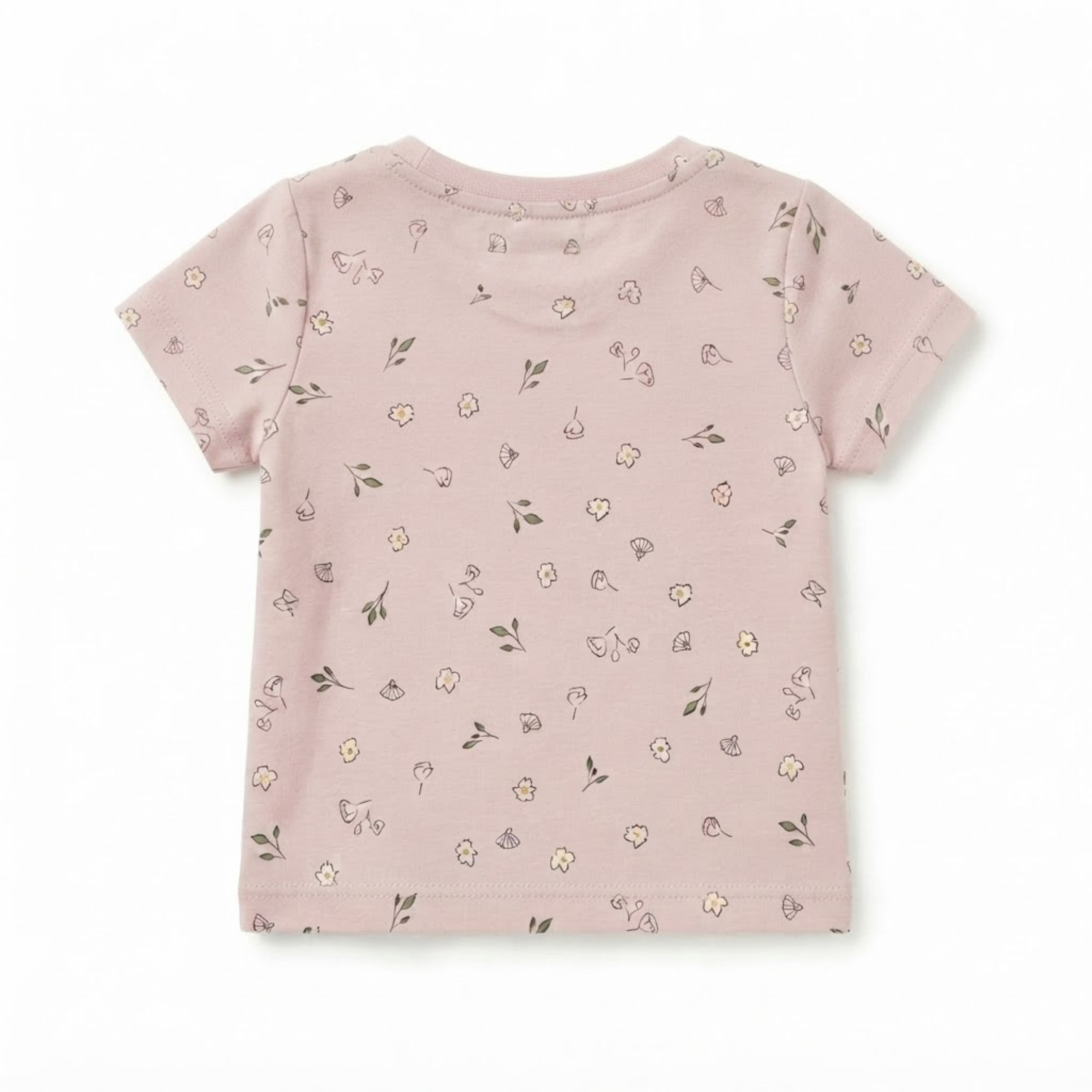 Baby Girls Light Pink Cotton Floral Print T-Shirt Regular Fit Casual Wear