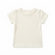 Baby Girls Ivory Cotton Ribbed T-Shirt Regular Fit Casual Wear